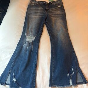 Blakely Vintage-Inspired Distressed Flare Jeans